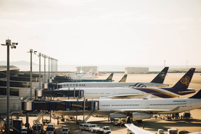 four planes at the airport